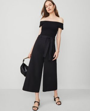 The Petite Belted Cropped Palazzo Pant in Poplin