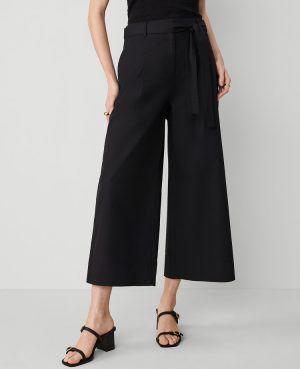 The Petite Belted Cropped Palazzo Pant in Poplin