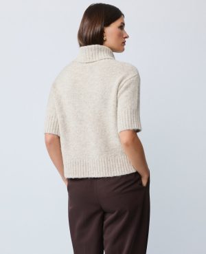 Turtleneck Elbow Sleeve Sweater Tee
