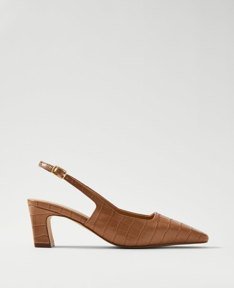 Croco Slingback Pumps