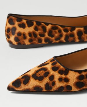 Weekend Collection Animal Print Haircalf Pointy Toe Ballet Flat