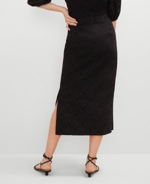Petite Eyelet Clean Midi Skirt