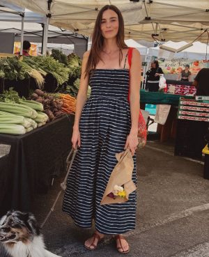 Petite Weekend Collection Striped Flare Dress