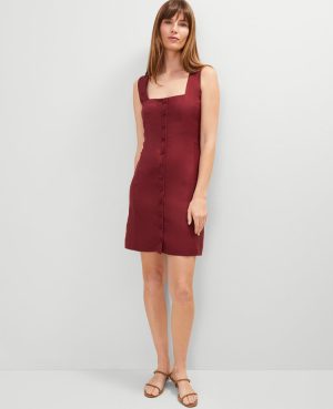 Petite Linen Blend Button-Down Dress