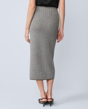 Herringbone Floral Jacquard Sweater Skirt