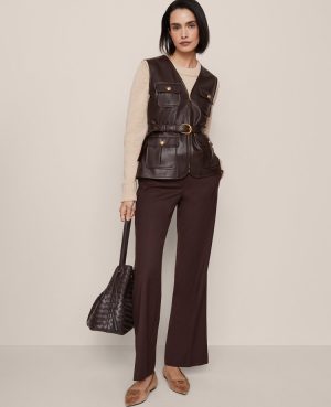 Petite Belted Faux Leather Vest