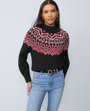 Weekend Collection Fair Isle Mock Neck Sweater