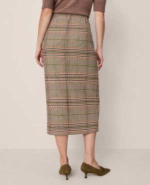 The Trouser Column Midi Skirt in Plaid