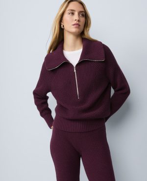 Weekend Collection Half-Zip Waffle Sweater