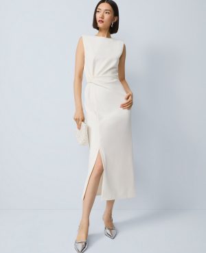 Petite Crew Neck Twist Sheath Dress
