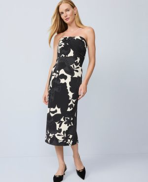 Petite Floral Strapless Midi Dress