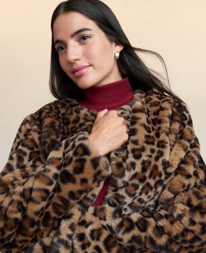 Petite Weekend Collection Faux Fur Animal Print Jacket