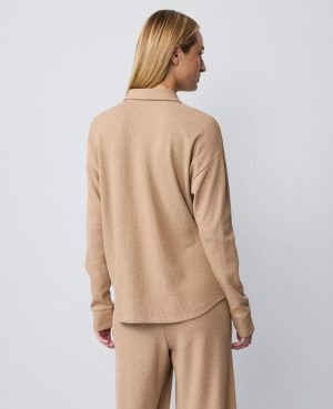 Waffle Button Down Lounge Top