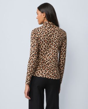 Weekend Collection Animal Print Turtleneck Top