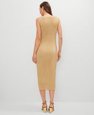 Ribbed Metallic Midi Dress