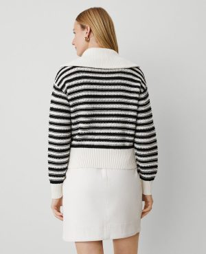 Weekend Collection Striped Bomber Sweater Jacket