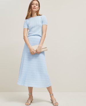 Petite Wavy Stitch Midi Skirt
