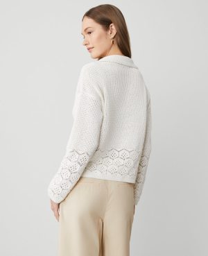 Petite Crochet Collared Sweater