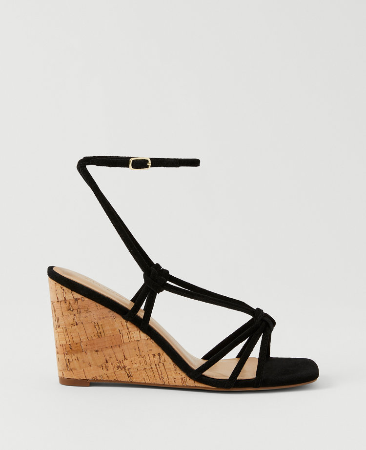 Suede Lace-Up Espadrille Wedge Sandals