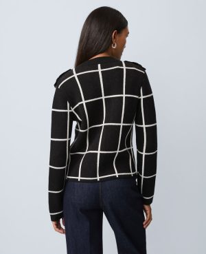 Windowpane Utility Sweater Jacket