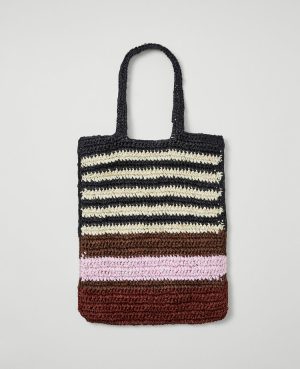 Weekend Collection Striped Raffia Tote Bag