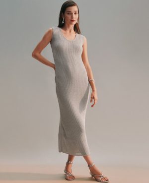 Petite Scoop Neck Metallic Dress