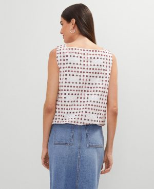 Petite Weekend Collection Eyelet Bubble Hem Top