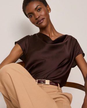 Satin Cowl Neck Top