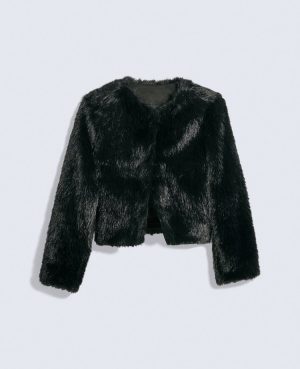 Faux Fur Crew Neck Jacket