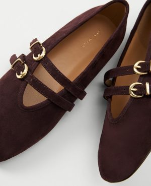 Buckled Suede Ballet Flat