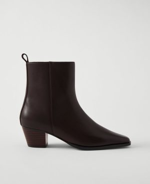 Tapered Heel Leather Bootie