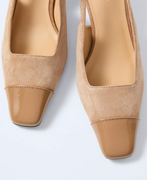 Cap Toe Suede Slingback Pumps