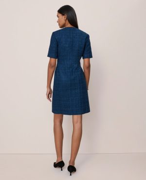 Tweed Crew Neck Shift Dress