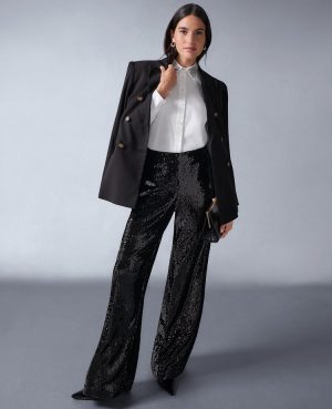 The Petite Perfect Wide-Leg Pant in Sequin