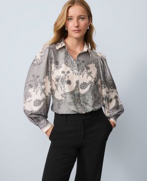 Petite Floral Satin Blouse