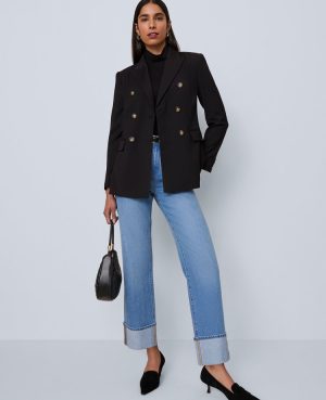 Petite Fitted Long Double Breasted Blazer