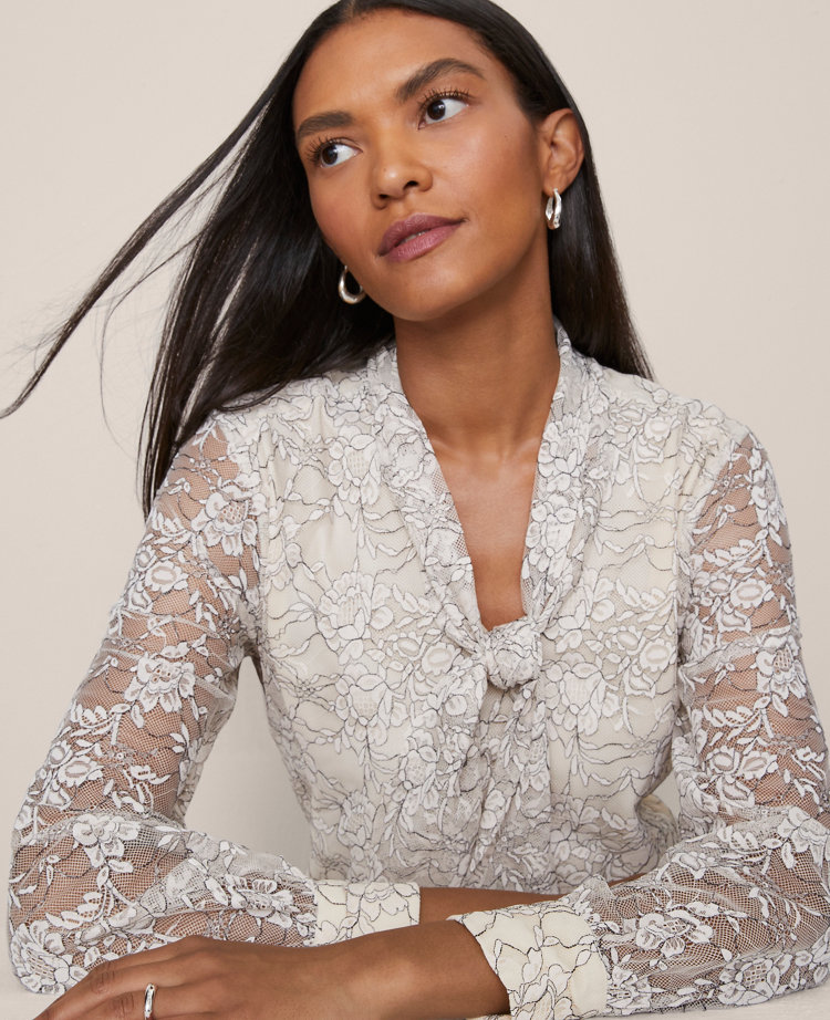 Lace Tie V-Neck Popover