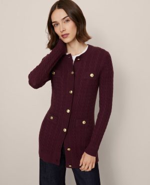 Petite Long Cable Cardigan